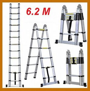 סולם טלסקופי כפול 6.2 מטר עשוי אומניום